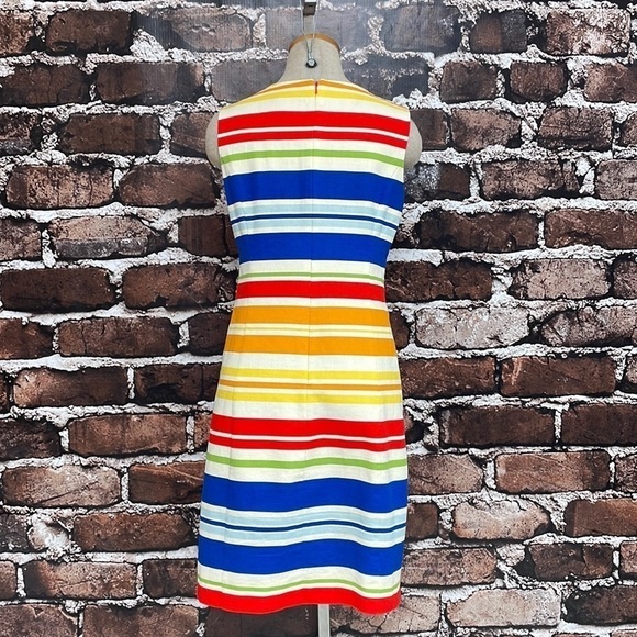 Anthropologie Tabitha Dress Banded Totem Stripes Embroidered Sheath Size 4 - Picture 3 of 16